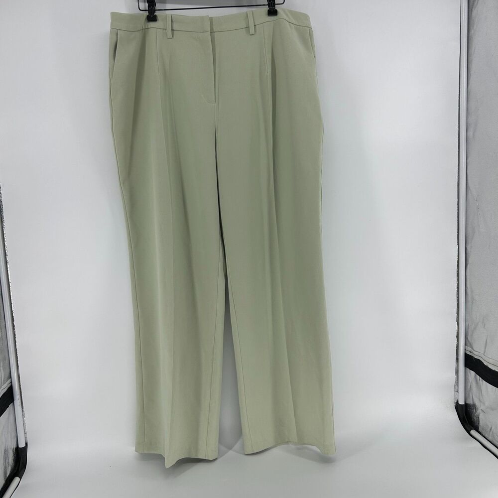 NWT Avec Les Filles Pleated Trouser Women's 2XL Light Sage Green Pants Pleated